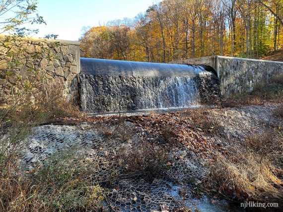 Water tumbling over Lake Surprise Dam.