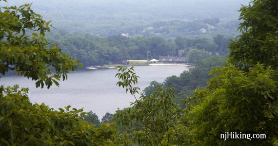 Lake Valhalla with trees surrounding an overlook.