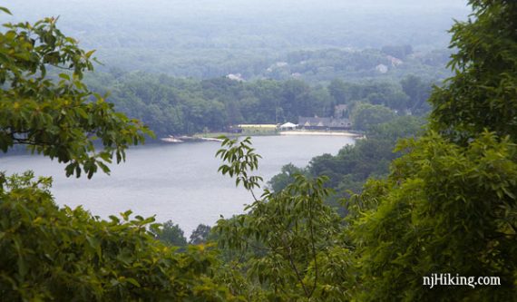 Lake Valhalla with trees surrounding an overlook
