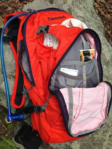 Camelback M.U.L.E with front pocket zipped open.
