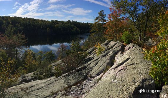 Terrace Pond with prominent rocks in the foreground