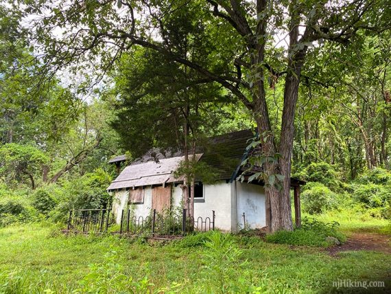 White farm building.