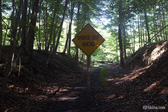 Bridge Out Sign on Paulinskill Valley Trail