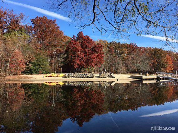 Boats on the shore of Turkey Swamp lake