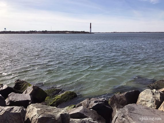 Barnegat lighthouse seen across the inlet