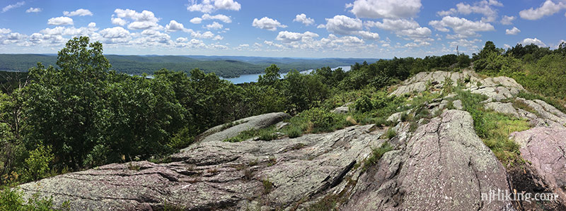 Wide panoramic view of Greenwood Lake in the distance.