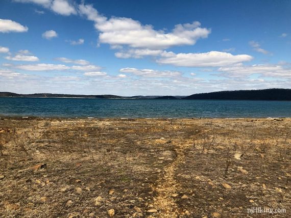 View of Round Valley Reservoir from the beach on Cushetunk Trail