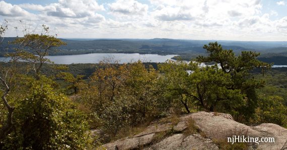 View of Wanaque Reservoir from a rocky outcrop.