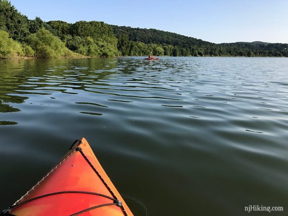 Kayakers on Spruce Run Reservoir.