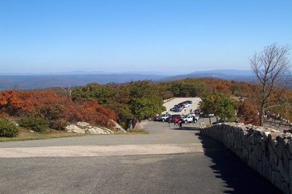 View of mountains in PA from the parking lot