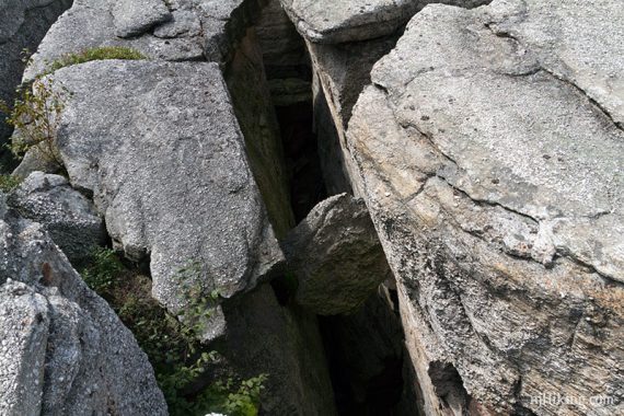 Rock wedged in one of the crevices.