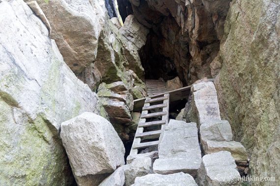 Looking up into the crevice that contains the Lemon Squeeze.