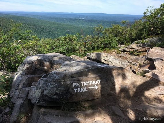 Mt Tammany painted on a rock at the summit.