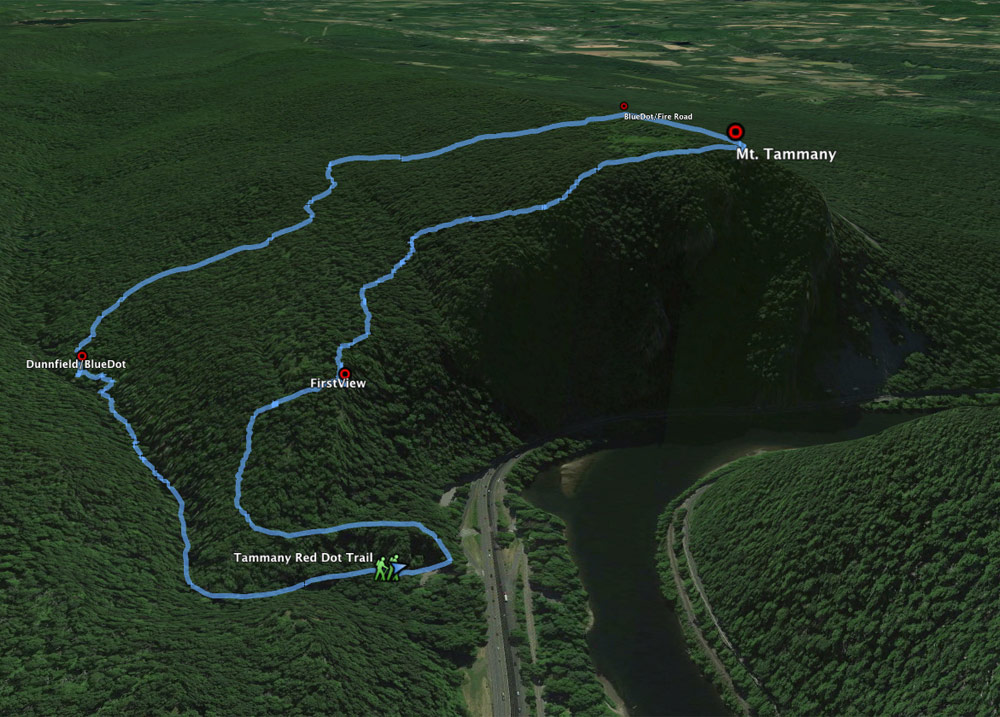 Dimensional map of hiking Mt. Tammany.
