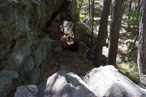 Path through large rocks.