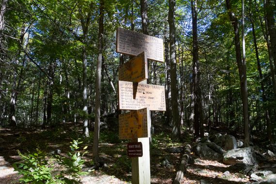 Massive trail sign at junction with the Long Path.