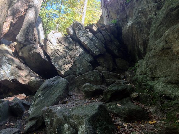 The Lemon Squeezer rock scramble on the Appalachian Trail