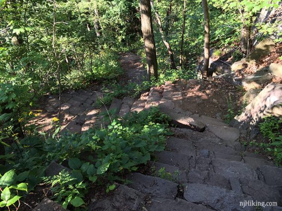 Steep, worn stairs.