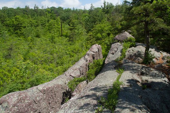 Rock cleft on a trail