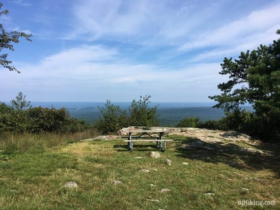 Picnic table with a view at Culver Fire Tower