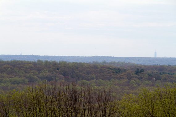 Glimpse of the NYC skyline in the distance.