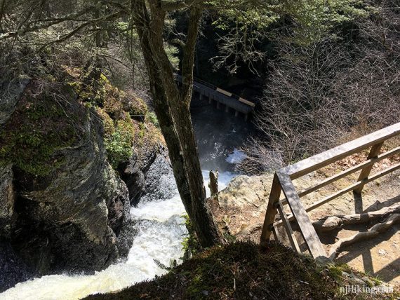 Looking down on the falls