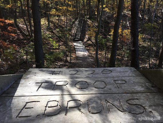 Trail steps with Troop 220 written on it.