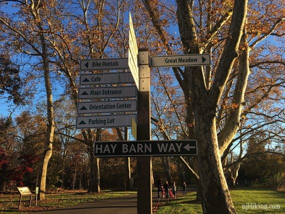 Intersection signage at Duke Farms.