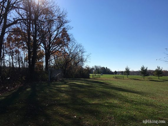 Trail runs along the border of the fields .