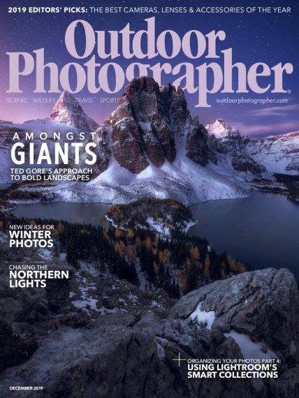 Outdoor Photographer cover with a snow covered mountain.