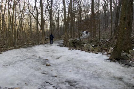 Icy trail back from MacMillan Reservoir