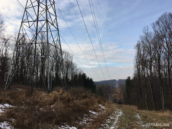 Crossing the power line cut on Highlands Trail