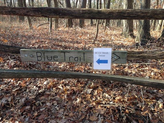 Signs are posted for any trail detours