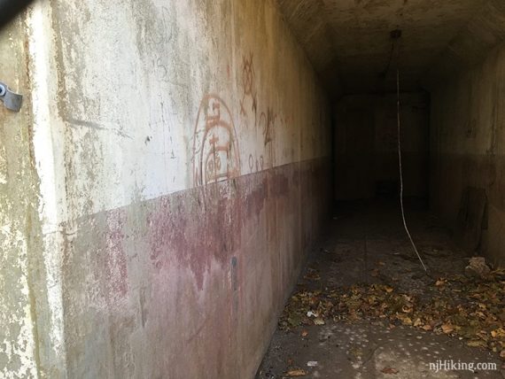 Looking through the fence into the bunker.