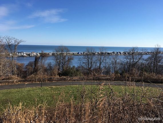 View over the Shrewsbury River over Sea Bright to the ocean.