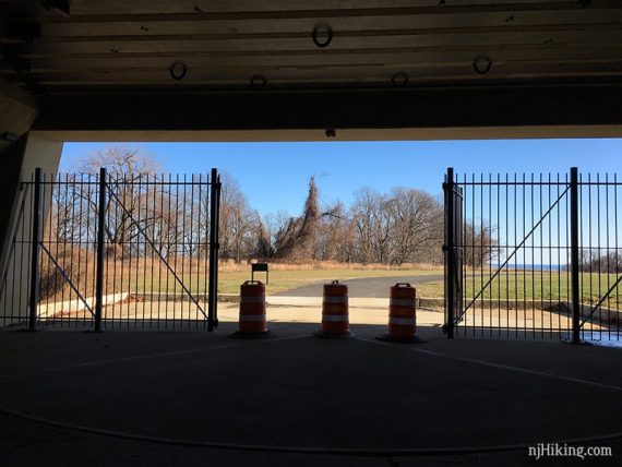 Looking out of the naval battery.