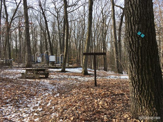 Passing the playground at the group picnic area.