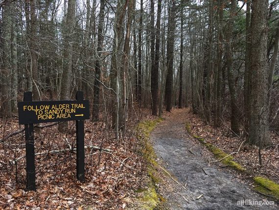 Alder to Sandy Run sign