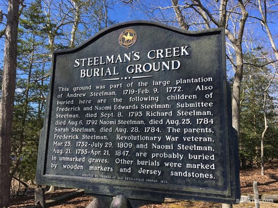 Steelman's Creek Burial Ground sign.