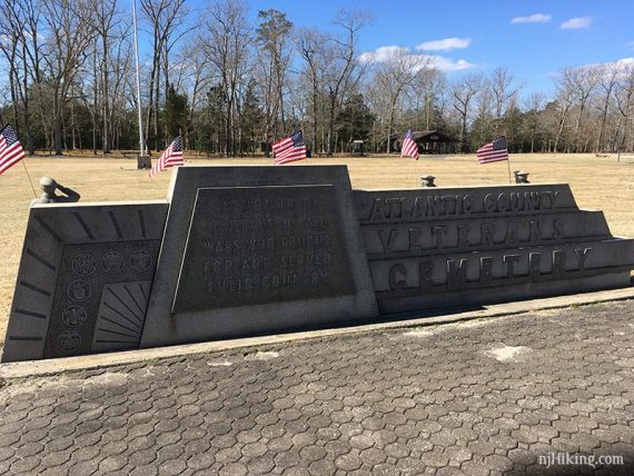 Veterans Cemetery stone sign.