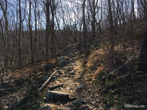 Steep rocky trail.