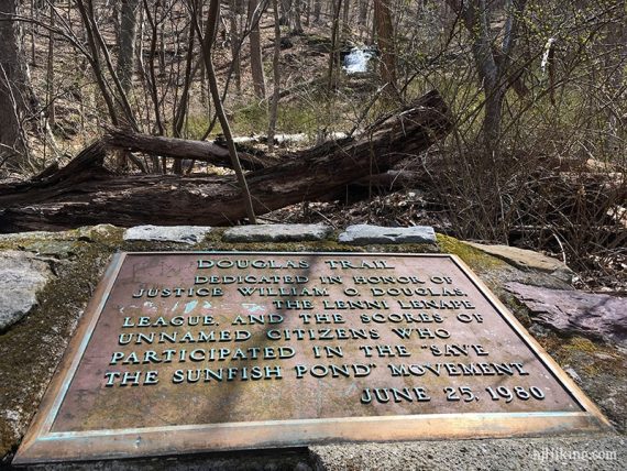 Douglas plaque with Laurel Falls beyond.