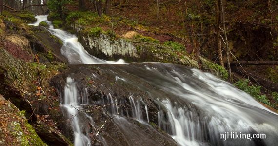 Water cascading over rocks in Tillman Ravine.