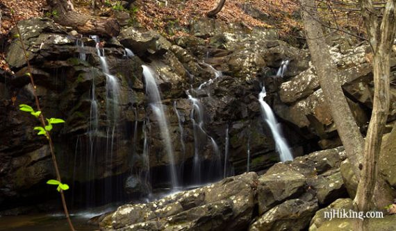 Kugler Falls is reached by a short hike in Kugler Woods Preserve located in Hunterdon County, New Jersey.