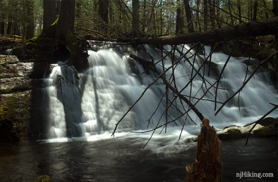 Waterfall over stepped rock face