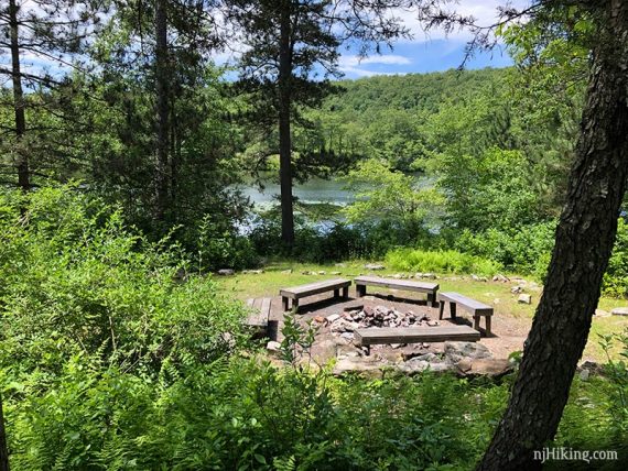 Circle of benches around a fire pit