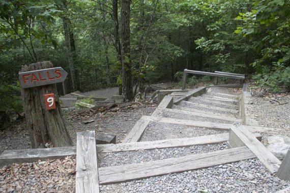 Stairs leading down to the falls