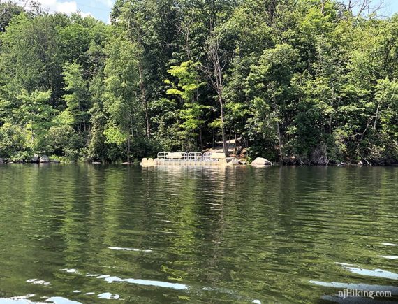 Splitrock kayak dock seen from the water.