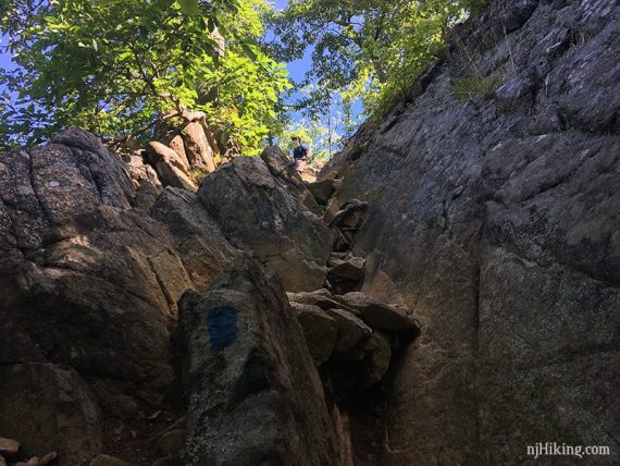 Climbing up rocks on Seven hills.