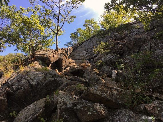 Final bit of rock scramble up Seven Hills.
